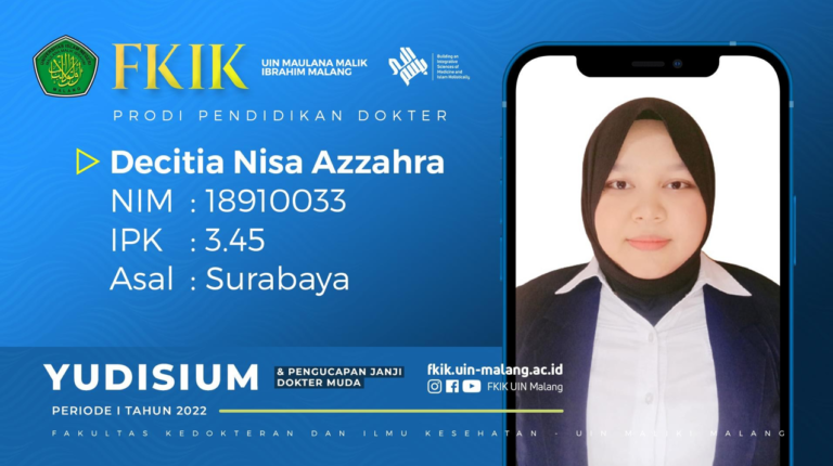Decitia Nisa Azzahra, Mahasiswi asal Jepara Raih Predikat Lulusan Terbaik Pada Yudisium FKIK Periode 1 Tahun 2022